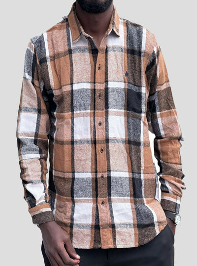 Stylish Brothers Unisex Flannel Shirts - Brown - Shopzetu