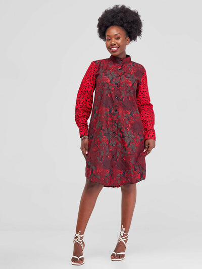 Marumara Creations Uthando Shirt Dress - Red - Shopzetu