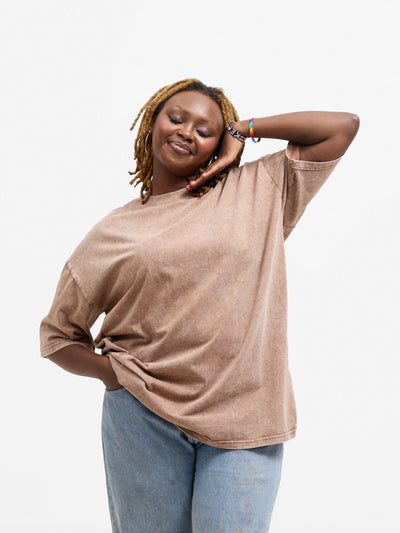 Nairodrip Limited Wash T-shirt - Brown - Shopzetu