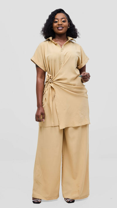 Elan CocoAfrike Panelope Two Piece Set - Beige - Shopzetu