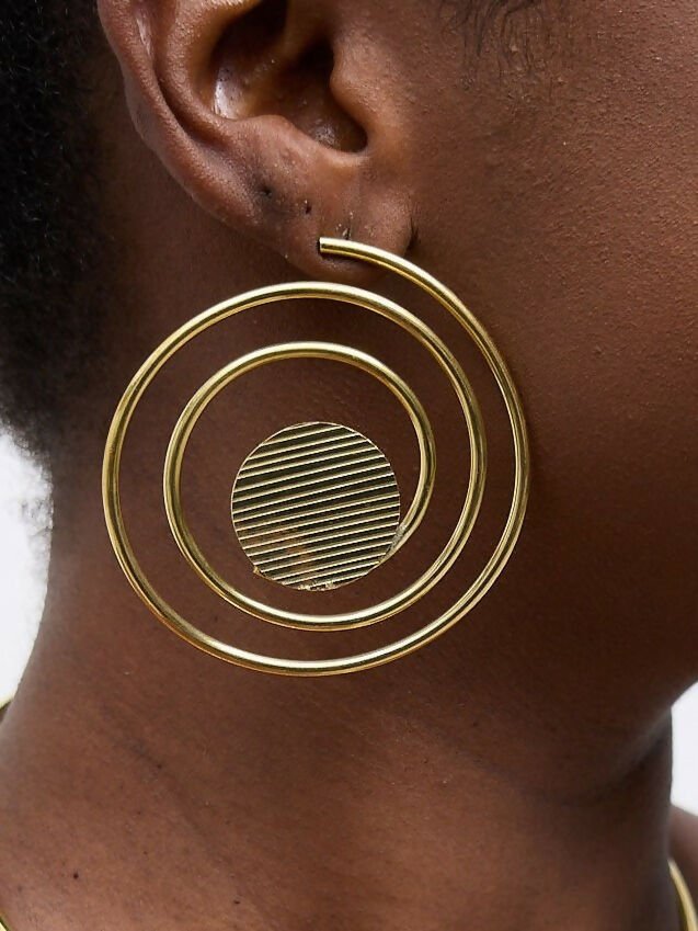Purely Brass Kibali Brass Earring - Brass - Shopzetu