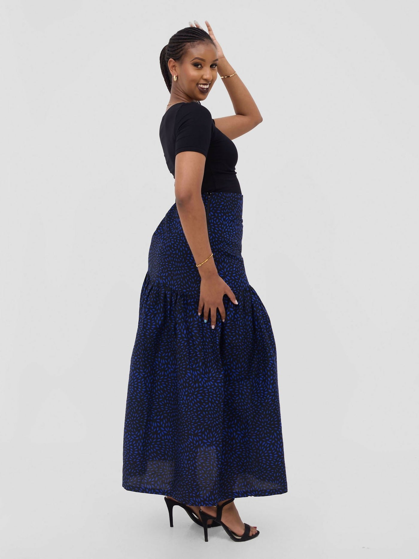 Gravio Fashions Imani Skirt - Navy Blue - Shopzetu