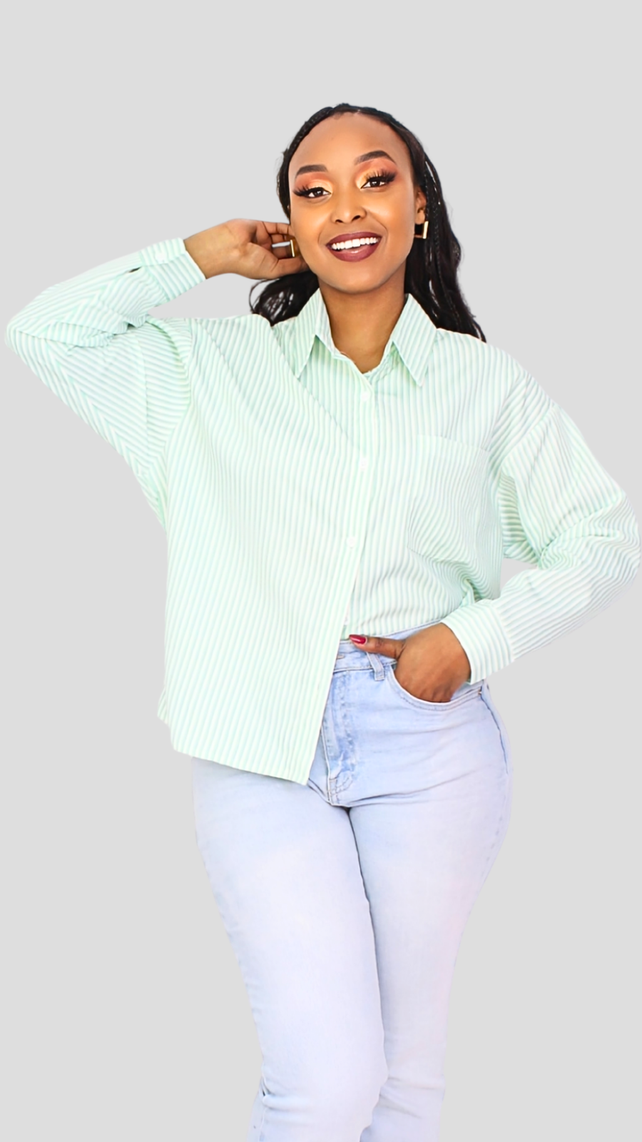 The Fashion Frenzy Relaxed Stripe Shirt - Mint Green