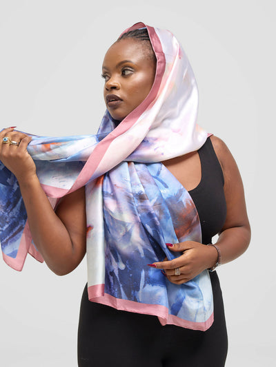 Ukiyo Lifestyle Silk Scarf - Blue / Pink - Shopzetu