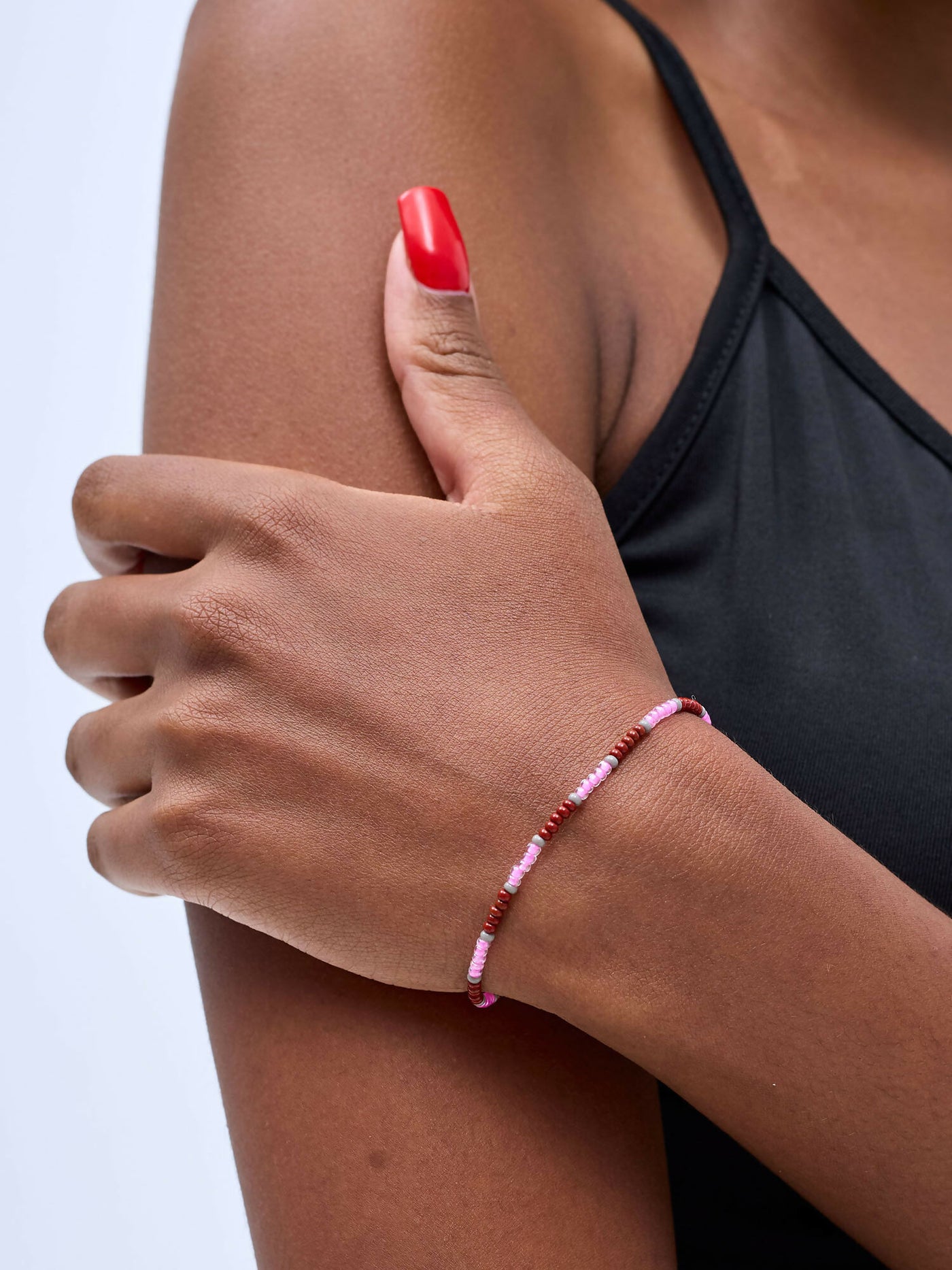 Dianaah J Beaded Bracelet - Pink / Brown - Shopzetu