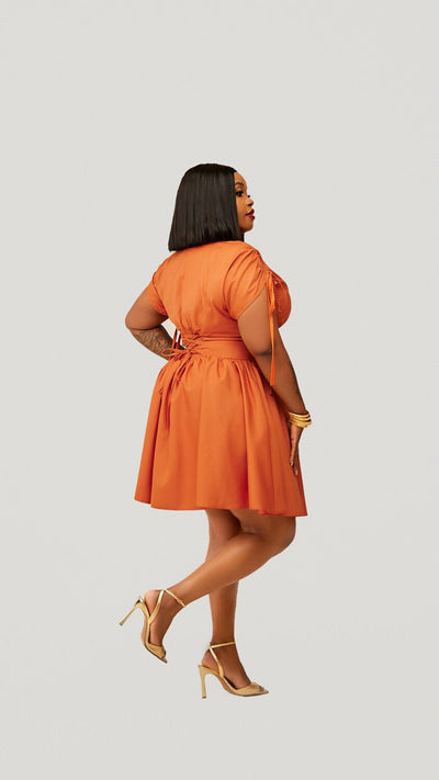 Plainchic Babra Skater Dress – Burnt Orange - Shopzetu