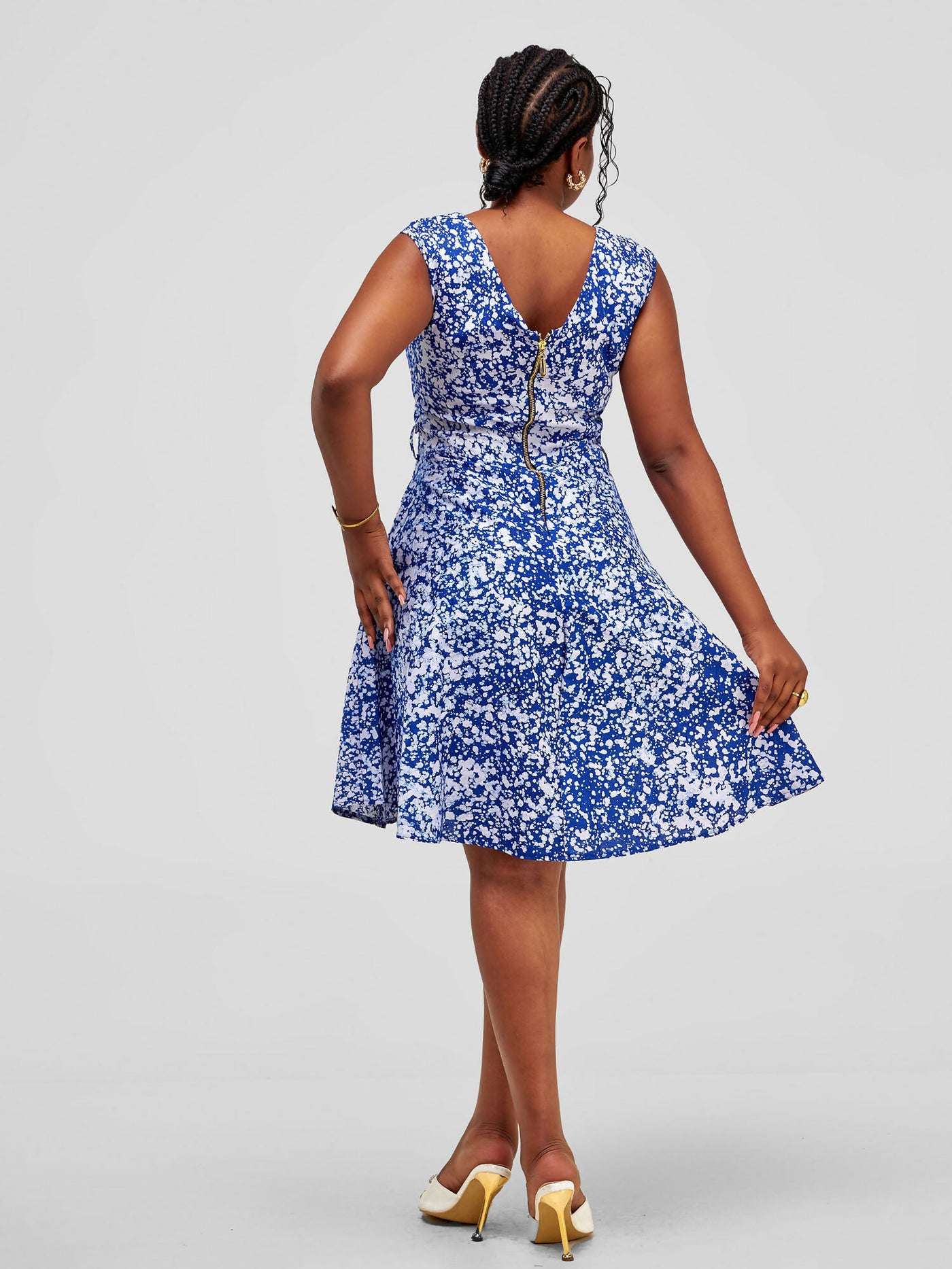 The Fashion Frenzy Raha Skater Dress - Blue - Shopzetu