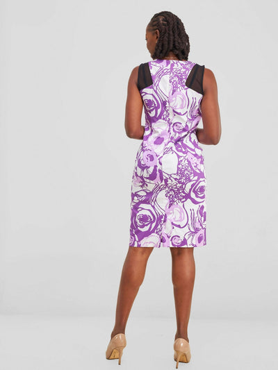 The Fashion Frenzy Printed Pencil Dress - Purple - Shopzetu