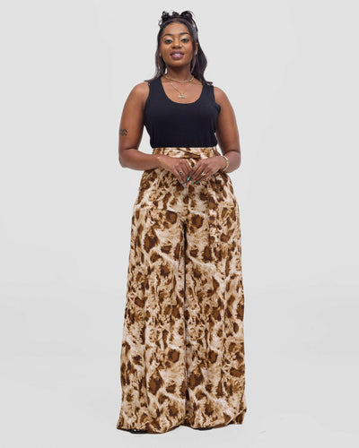 Poised Palazzo Pant - Brown - Shopzetu