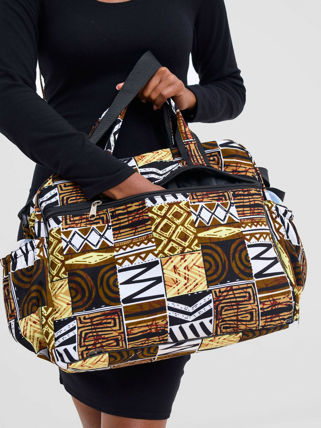 Ankara Artifacts Tolu 2.0 Diaper Bag - Brown - Shopzetu