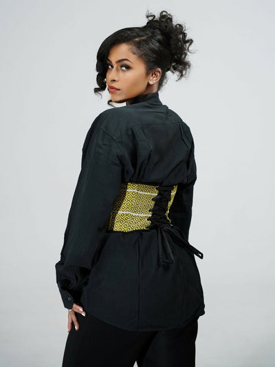 Misstcal Ethiopian Hand Embroidered Under Bust Corset Belt - Gold - Shopzetu