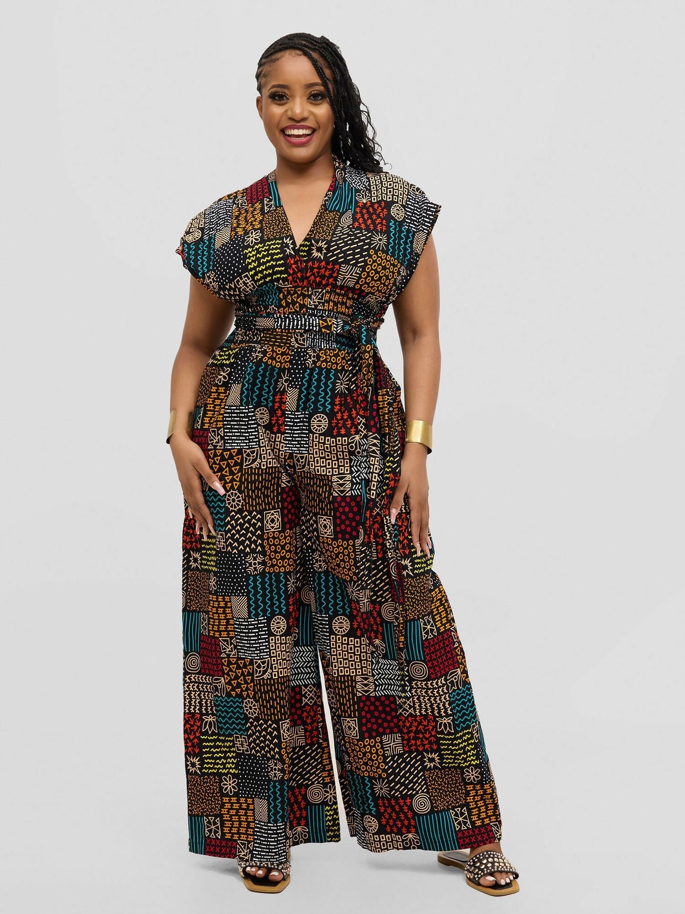 Waridi Africa Fanaka Jumpsuit - Multicolored African Print - Shopzetu