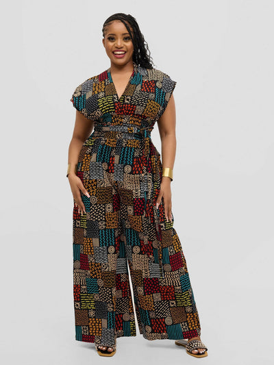 Waridi Africa Fanaka Jumpsuit - Multicolored African Print - Shopzetu