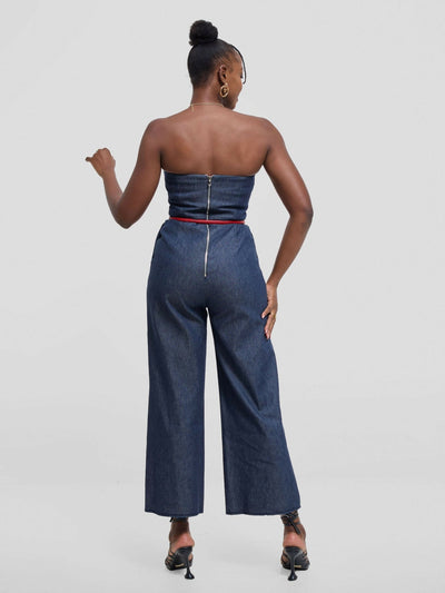 The Textile Loft Corset Jumpsuit - Navy Blue - Shopzetu