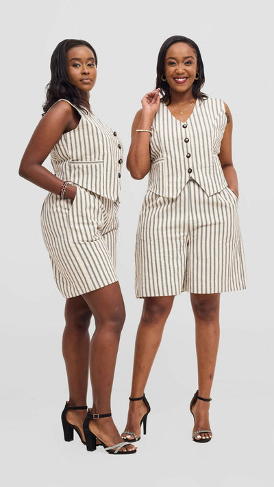 Inroses Hub Joy Short Set - Cream / Black - Shopzetu