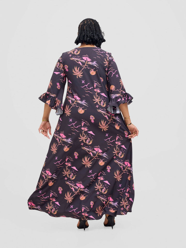Jolly Fancy Wear Daka Dress - Black Floral - Shopzetu