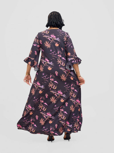 Jolly Fancy Wear Daka Dress - Black Floral - Shopzetu