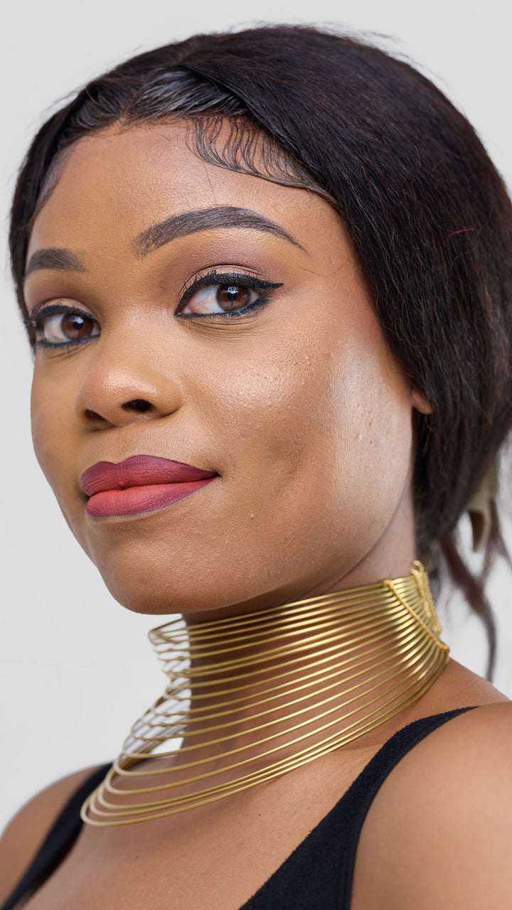 Naruki African Brass Choker Necklace - Brass