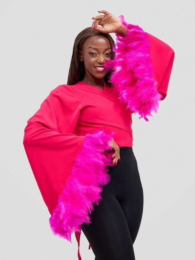 Merli Africa Hera Wrap Top - Hot Pink - Shopzetu