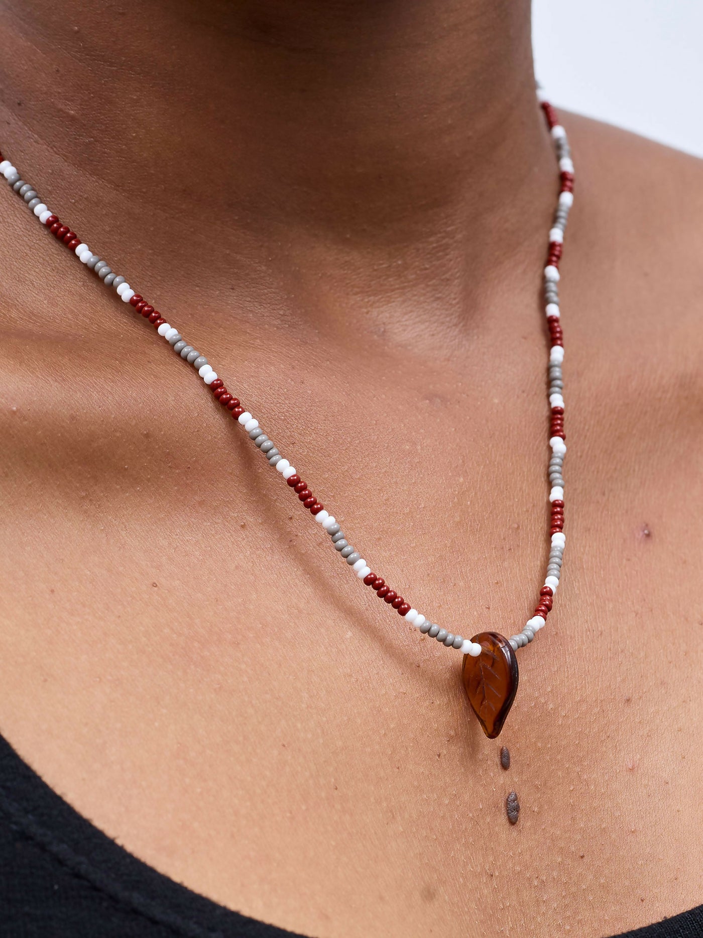 Dianaah J Beaded Necklace - Grey / Brown - Shopzetu