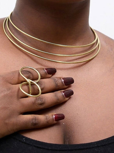 Purely Brass Ahadi Choker - Brass - Shopzetu