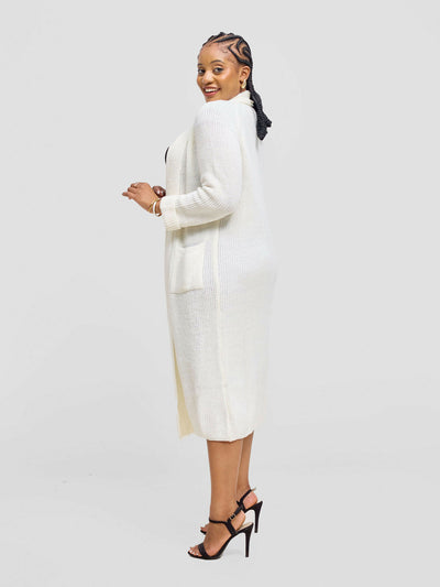 Anel’s Knitwear Midi Sweater - White - Shopzetu