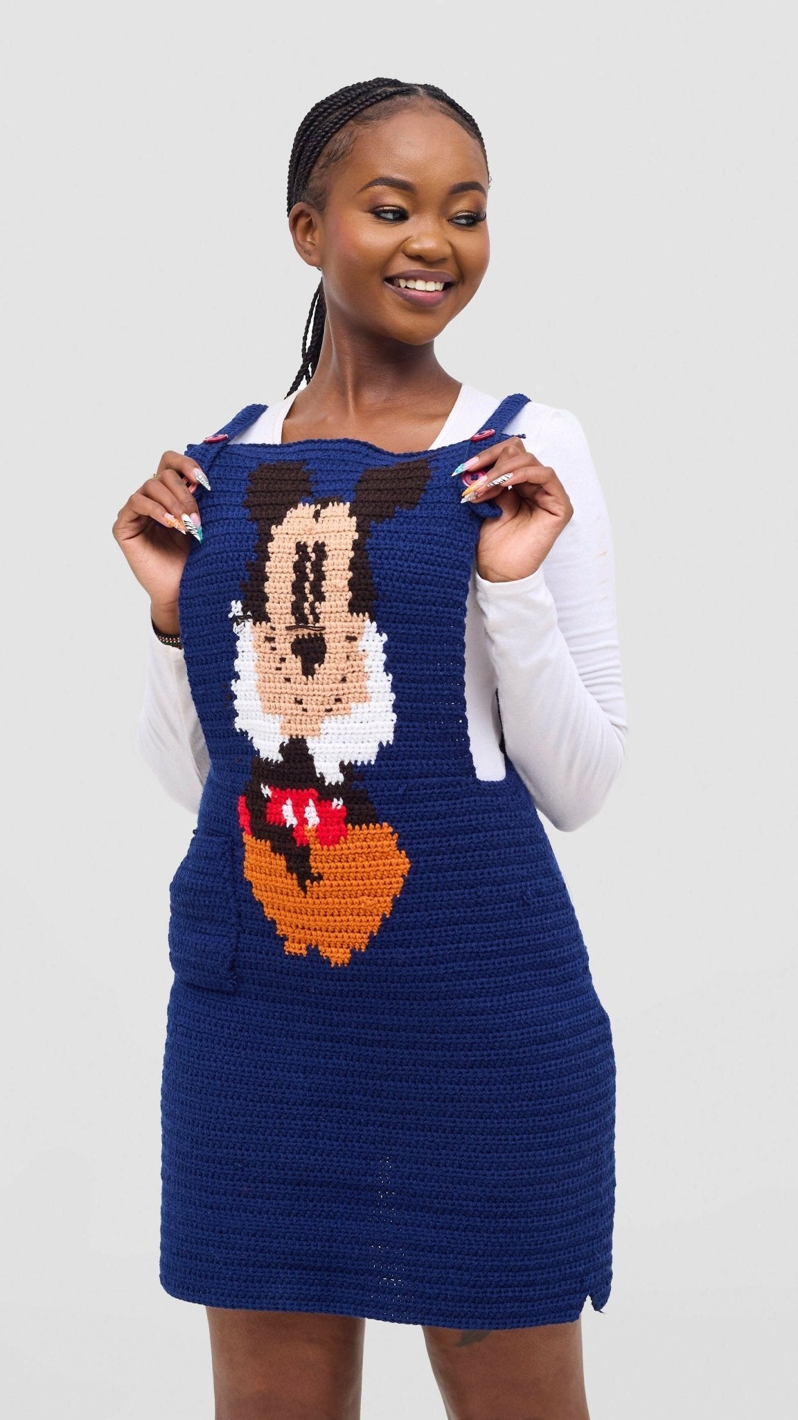 Brilliant Crotchets Pinafore Dress - Navy Blue - Shopzetu
