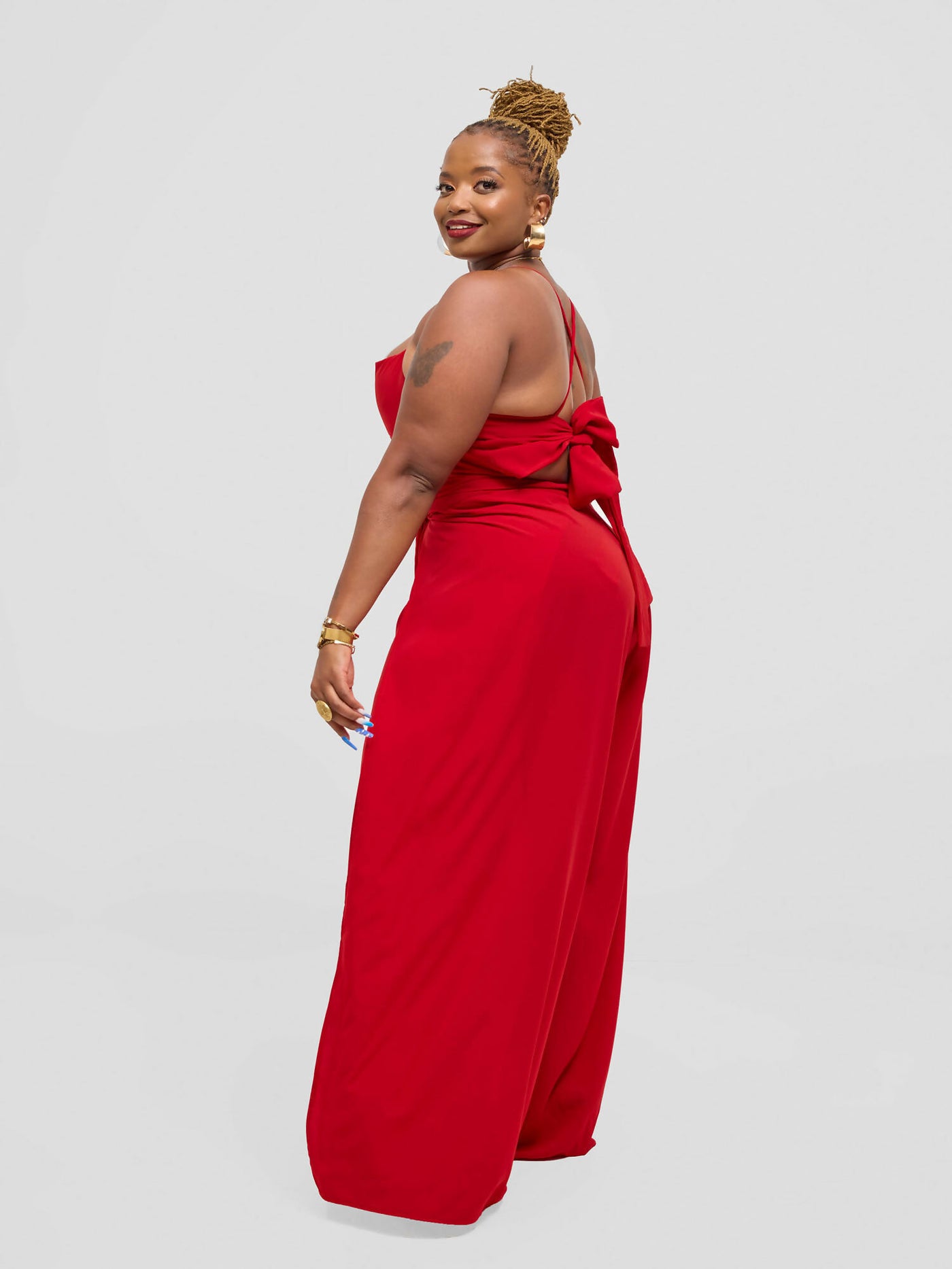 Elsie Glamour Amara Wrap Jumpsuit - Red - Shopzetu