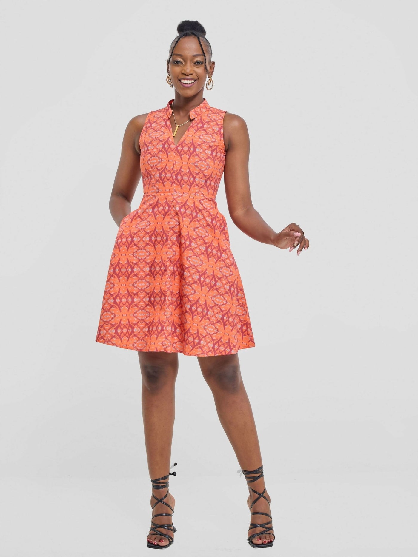 The Textile Loft Mali Dress - Orange - Shopzetu