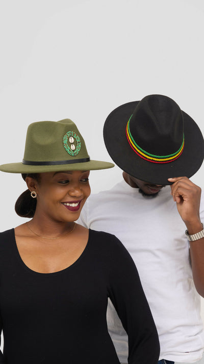 Umbo Collections For The Culture Rasta Coloured Beaded Fedora Hat - Jungle Green / Black
