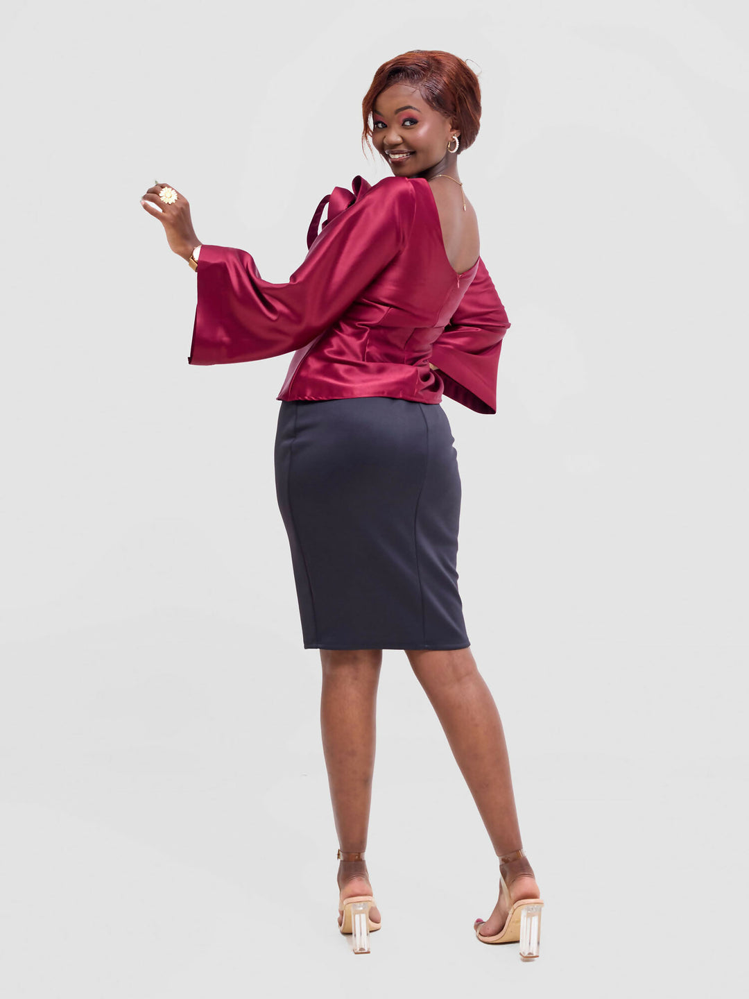 DnD Couture Eloise Collection Blouse - Maroon - Shopzetu