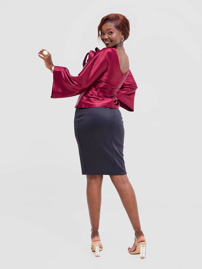 DnD Couture Eloise Collection Blouse - Maroon - Shopzetu