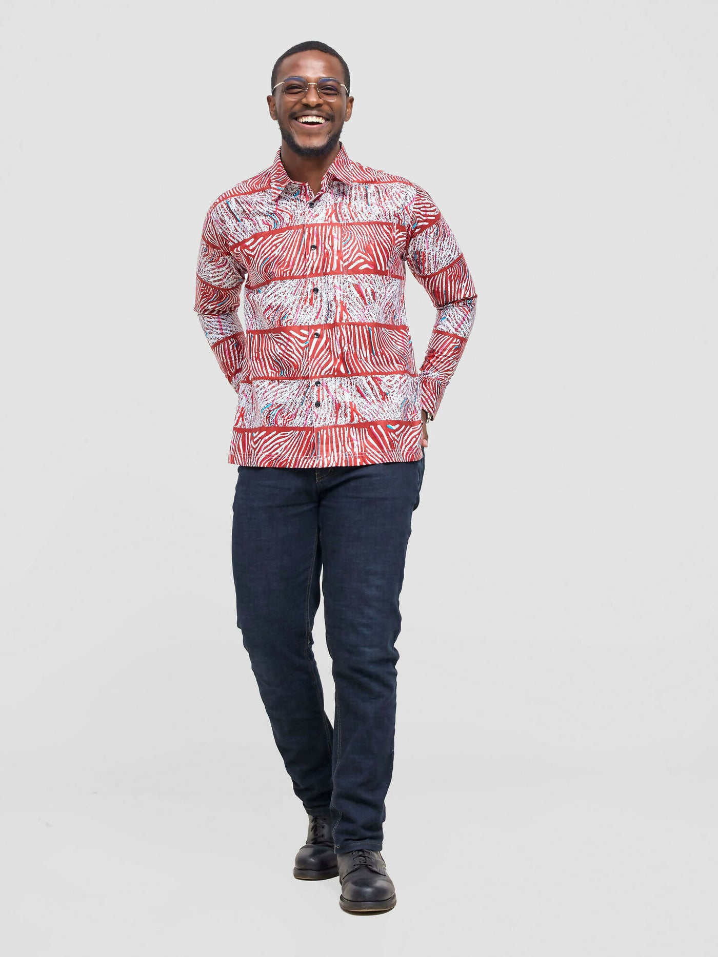 Mendilines Warm African Shirt - Maroon / White Print - Shopzetu