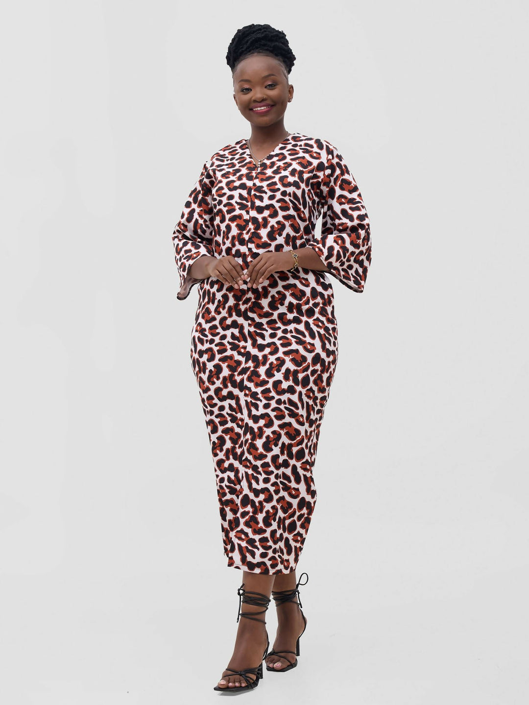 Ziza Print Dress - Orange - Shopzetu