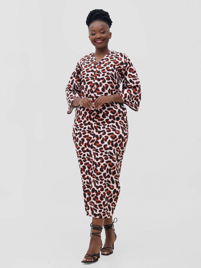 Ziza Print Dress - Orange - Shopzetu