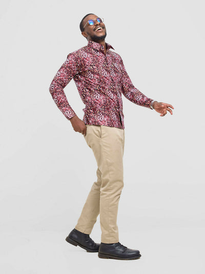 Mendilines Warm African Shirt - Maroon Print - Shopzetu