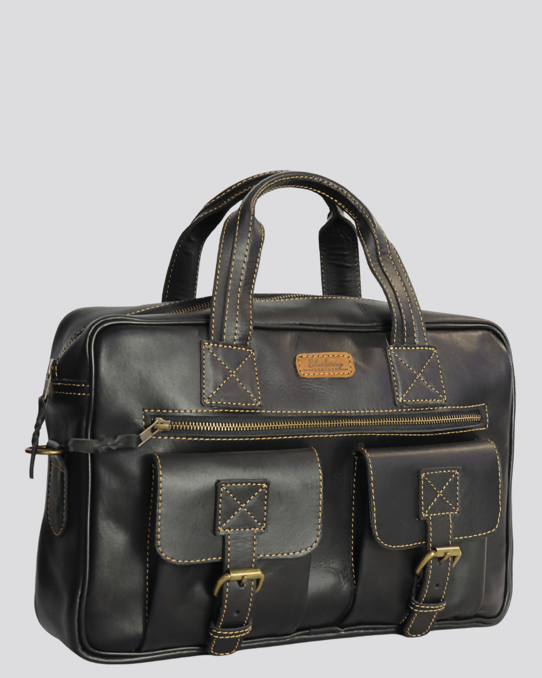 Blueberry Leather Messenger Bag - Black - Shopzetu