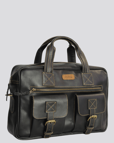 Blueberry Leather Messenger Bag - Black - Shopzetu