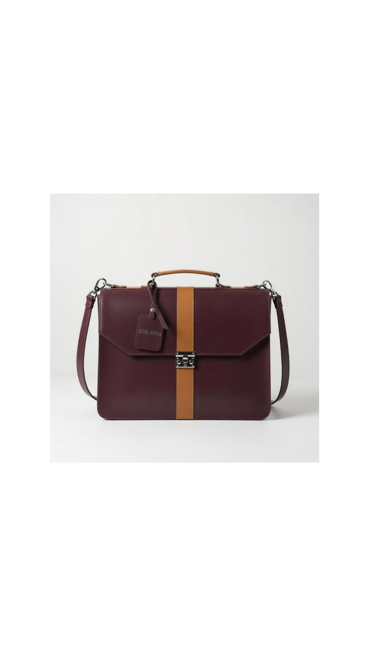 Detail Africa Naju Breifcase Navy Blue Textured - Maroon