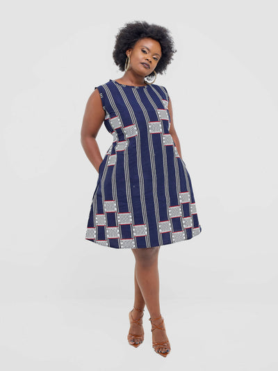 Lokali Dala Shift Dress - Navy Blue - Shopzetu