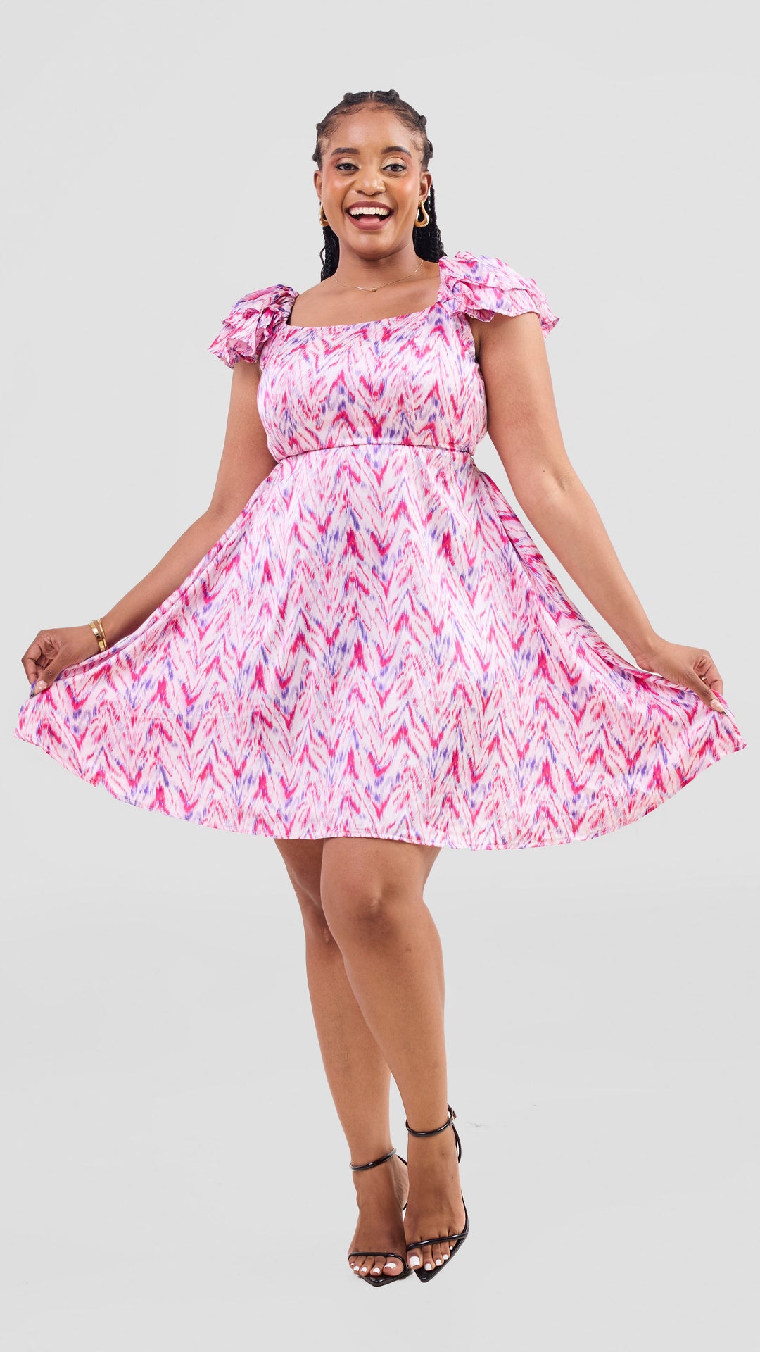 Zambarau Apparel Flowery Dress - Pink / Lilac