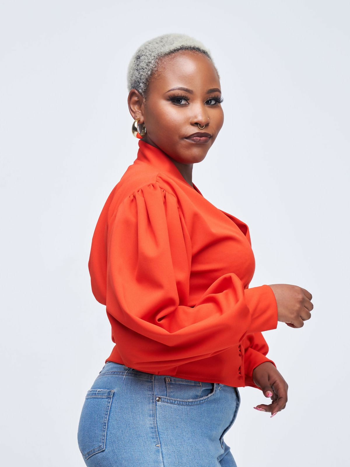Merli Africa Lantern Top - Orange - Shopzetu