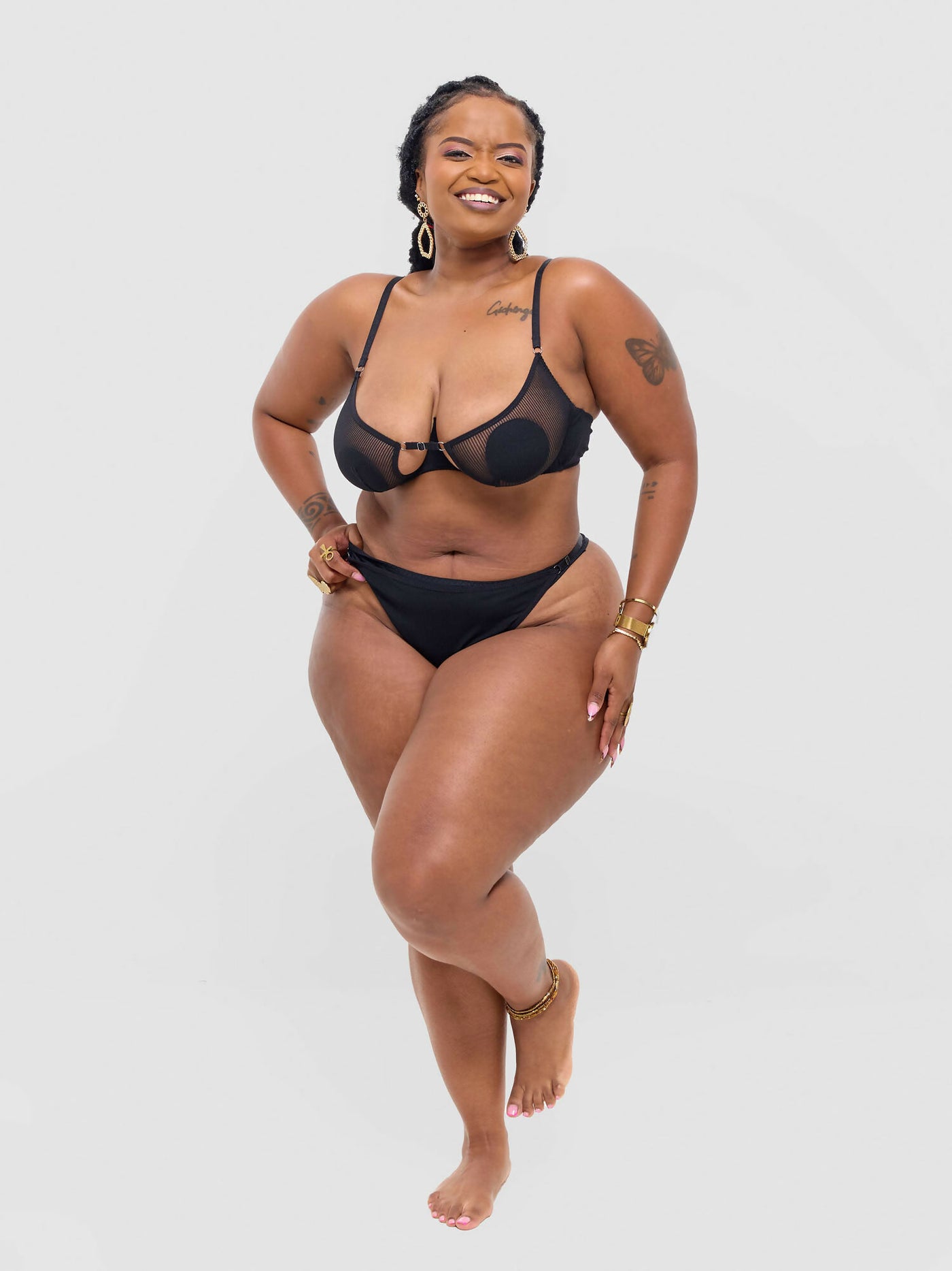 Fashion Palette Nyadhi Erotic Cutout Bra Set - Black - Shopzetu