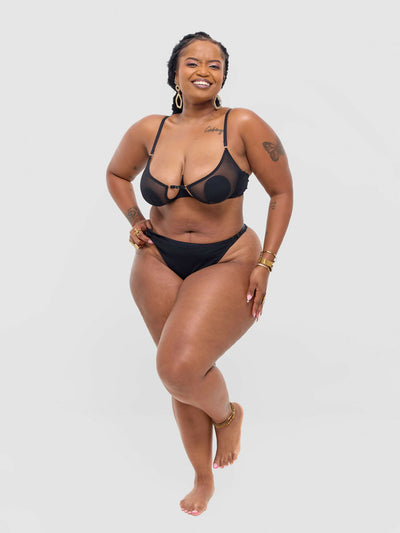 Fashion Palette Nyadhi Erotic Cutout Bra Set - Black - Shopzetu
