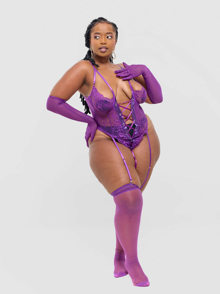 Fashion Palette Nyadhi Garter Lingerie - Purple - Shopzetu