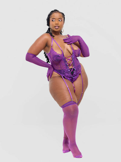 Fashion Palette Nyadhi Garter Lingerie - Purple - Shopzetu