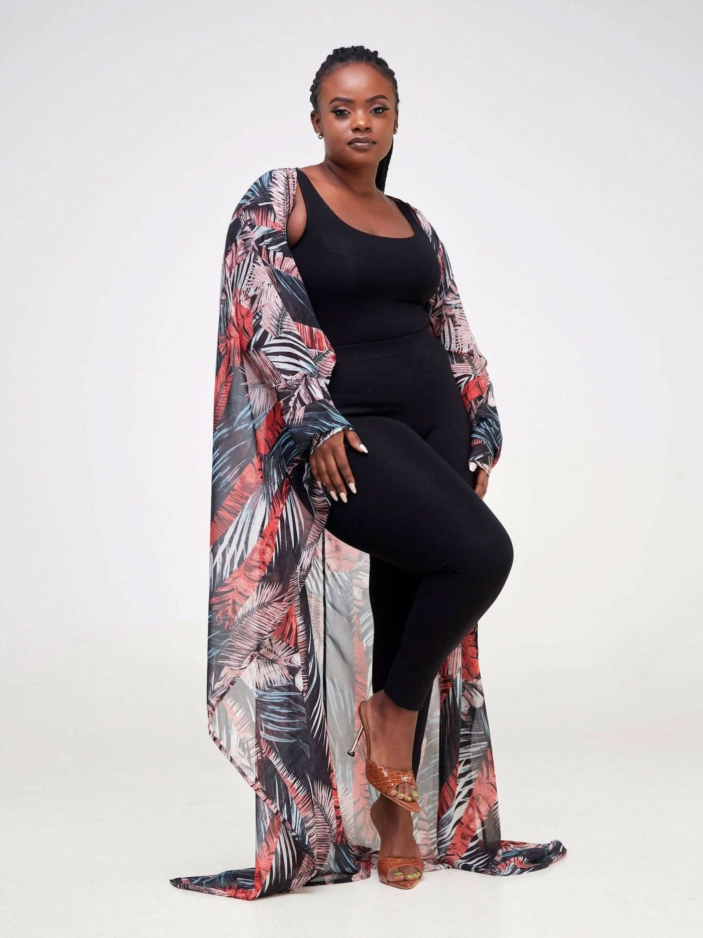 Zoë Qu'an Palmiera Fire Flo Kimono - Red - Shopzetu