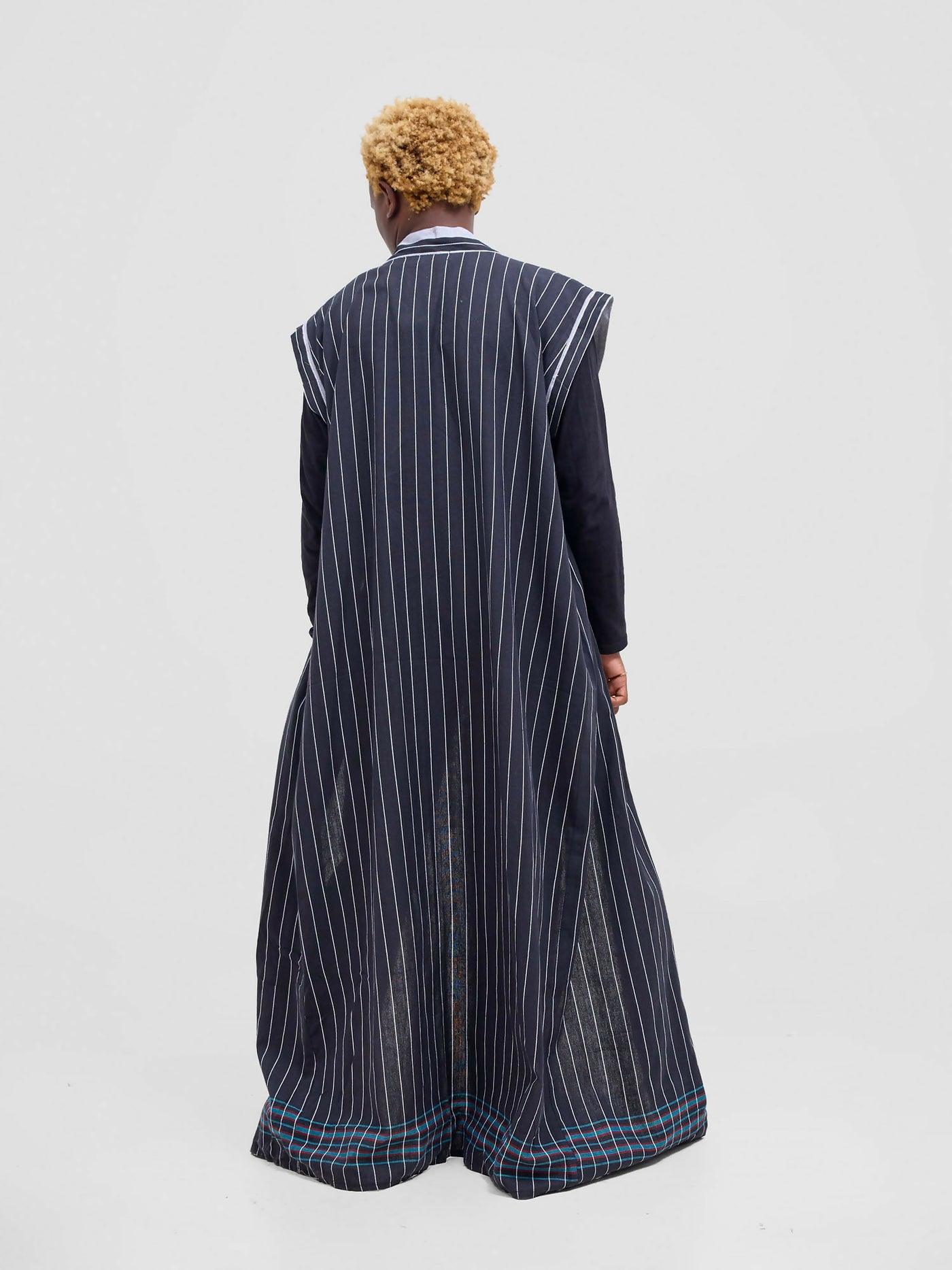 Liquid Lemn Mistari Striped Sleeveless Long Top - Black / Grey - Shopzetu