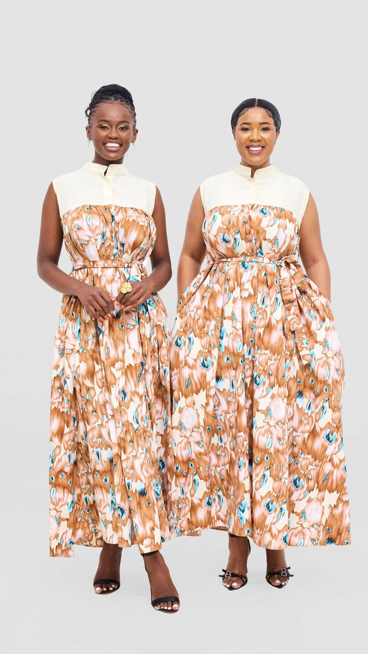 Rimyel Limited Button Dress - Cream / White Floral - Shopzetu