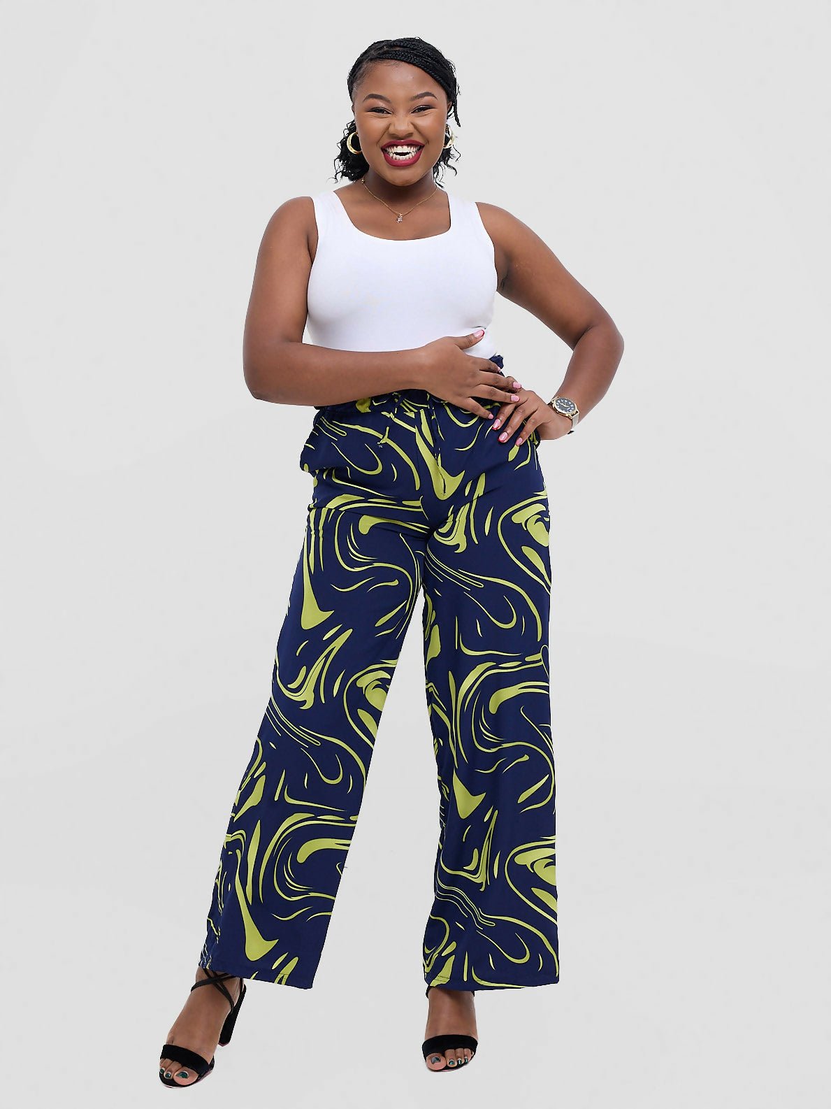 TimyT Urban Wear Bloom Drawstring Pant - Green Print - Shopzetu
